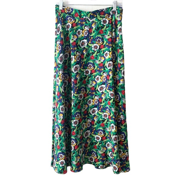 Vintage Ms Chaus Green Floral Boho 2 Piece Casual Top and Skirt Set Size 8 - Picture 4 of 11